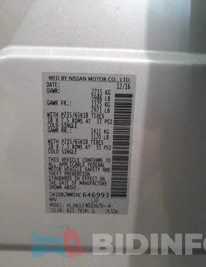 5N1DR2MM1HC646993 Photo# 12