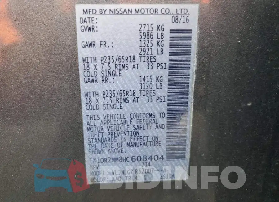 5N1DR2MM8HC608404 Photo# 12