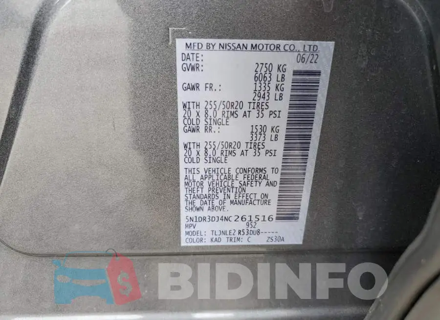 5N1DR3DJ4NC261516 Photo# 12