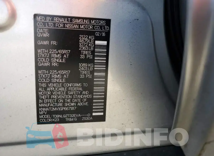 KNMAT2MV1GP667187 Photo# 12