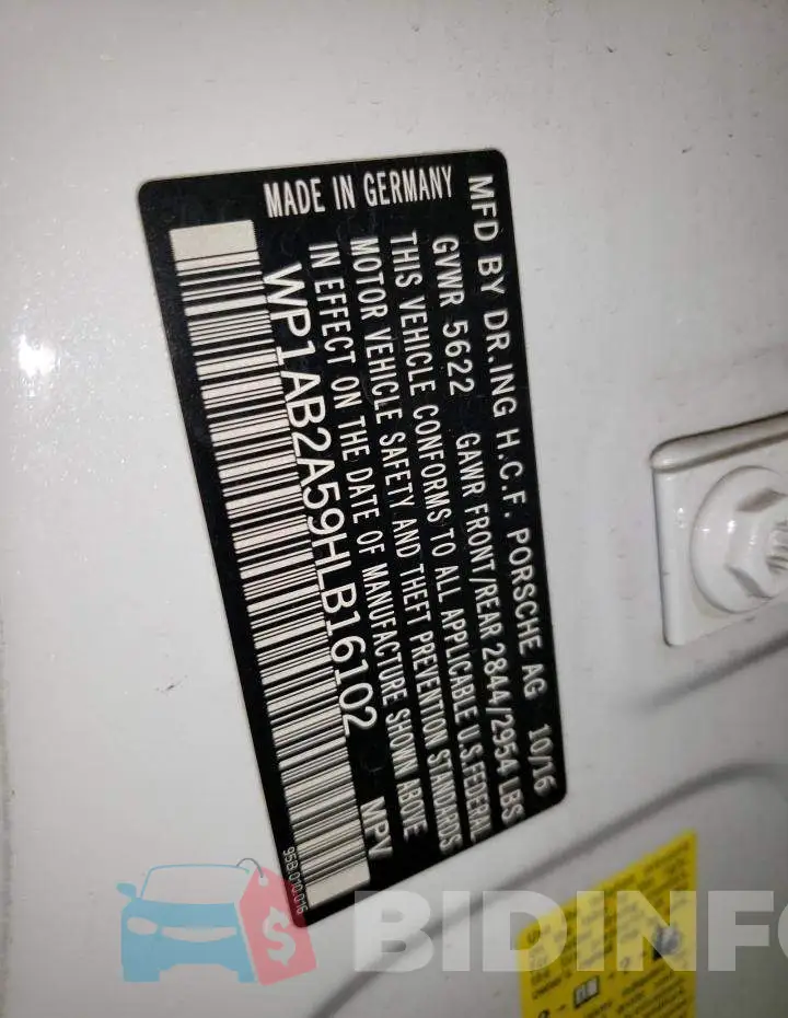 WP1AB2A59HLB16102 Photo# 13