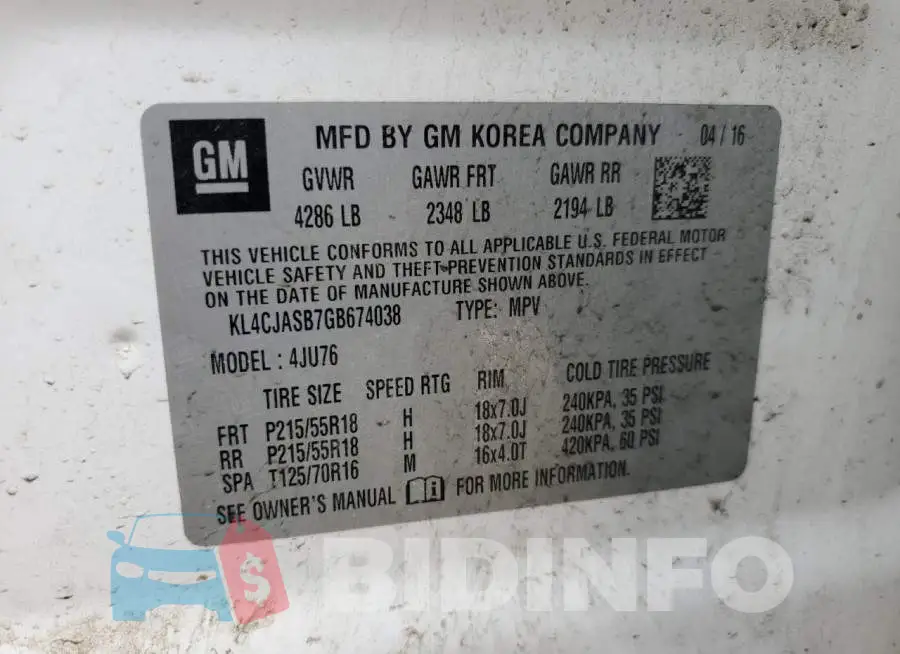 KL4CJASB7GB674038 Photo# 12
