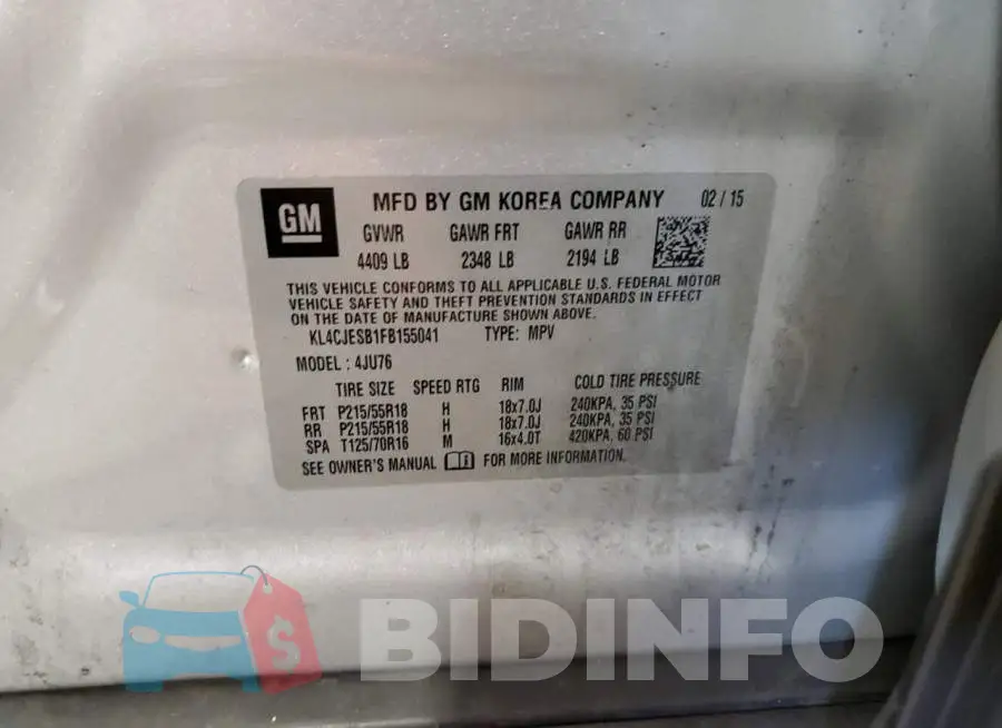 KL4CJESB1FB155041 Photo# 13