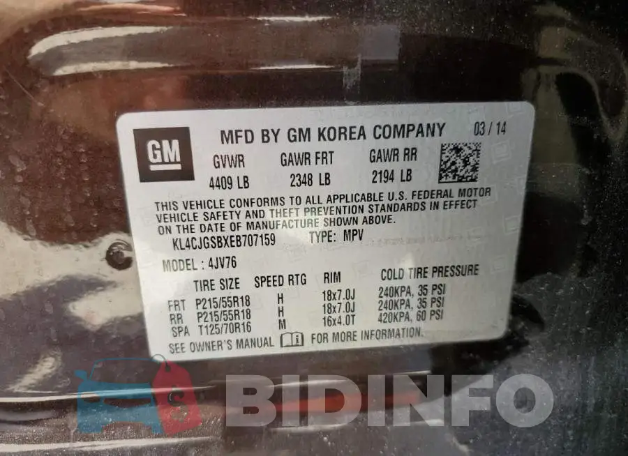 KL4CJGSBXEB707159 Photo# 13