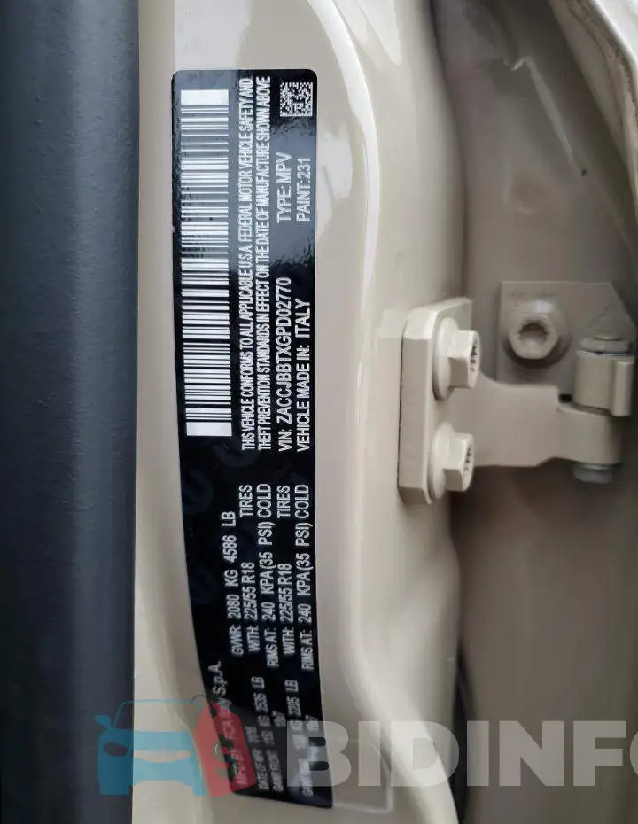 ZACCJBBTXGPD02770 Photo# 13