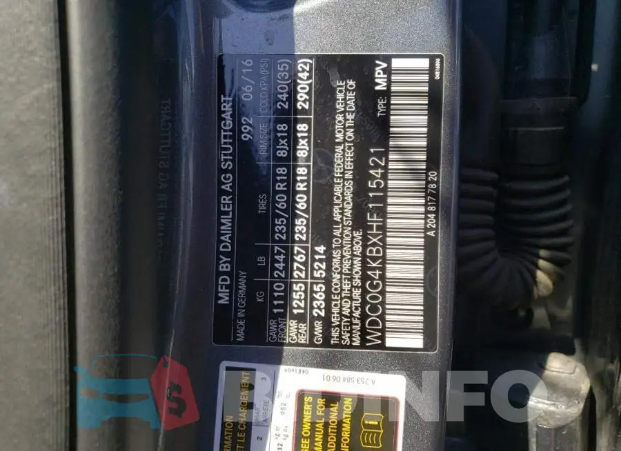 WDC0G4KBXHF115421 Photo# 10