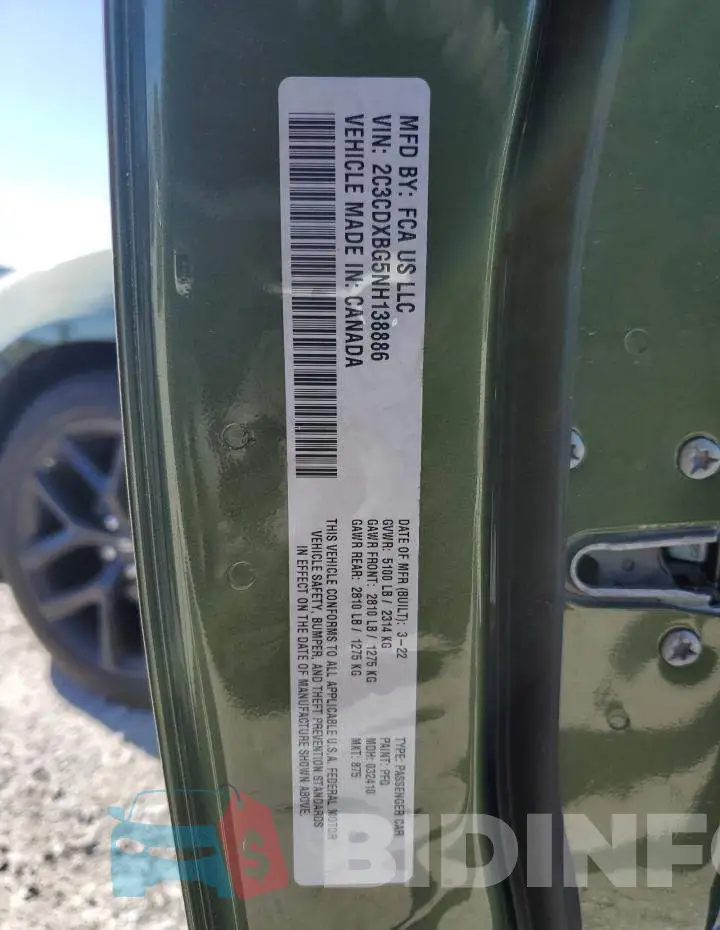 2C3CDXBG5NH138886 Photo# 12