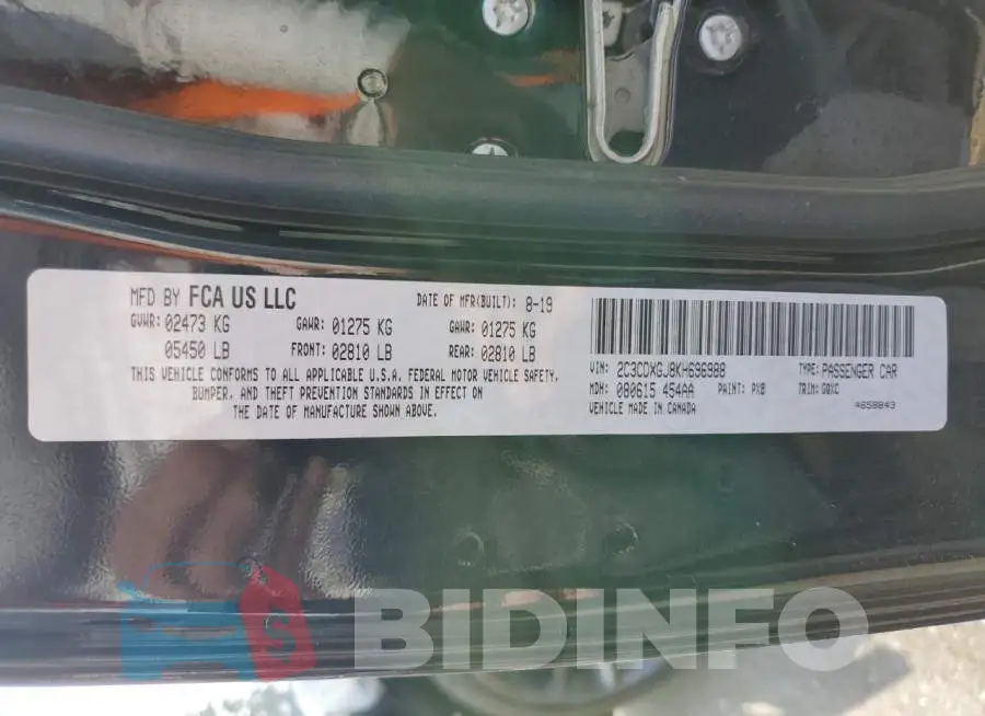 2C3CDXGJ8KH696988 Photo# 12
