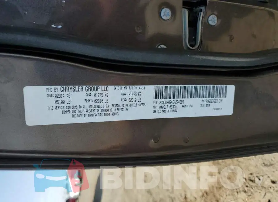 2C3CDXHG4EH274885 Photo# 13