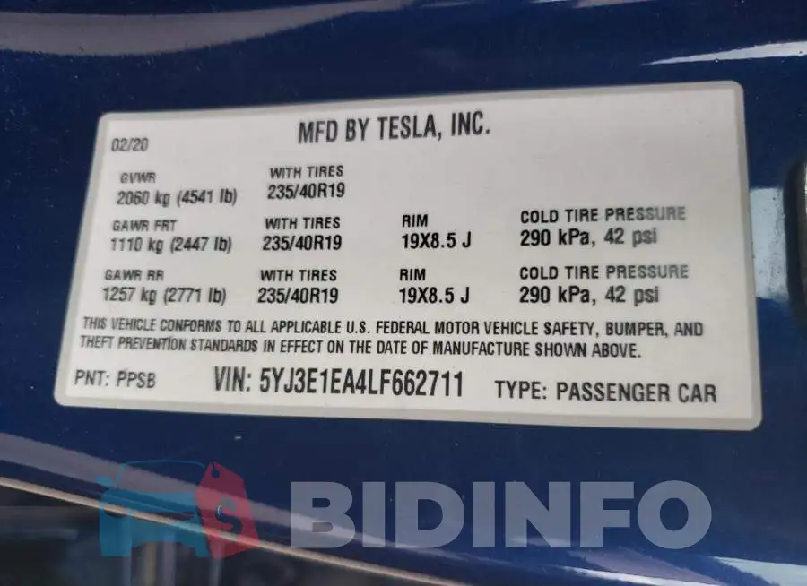 5YJ3E1EA4LF662711 Photo# 12