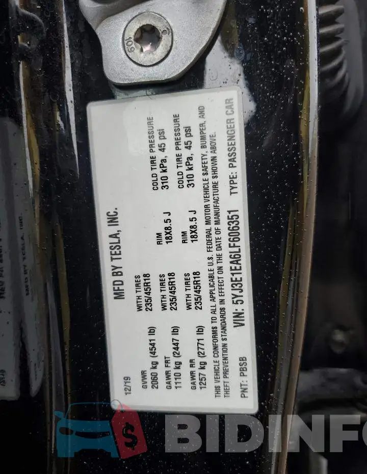 5YJ3E1EA6LF606351 Photo# 12