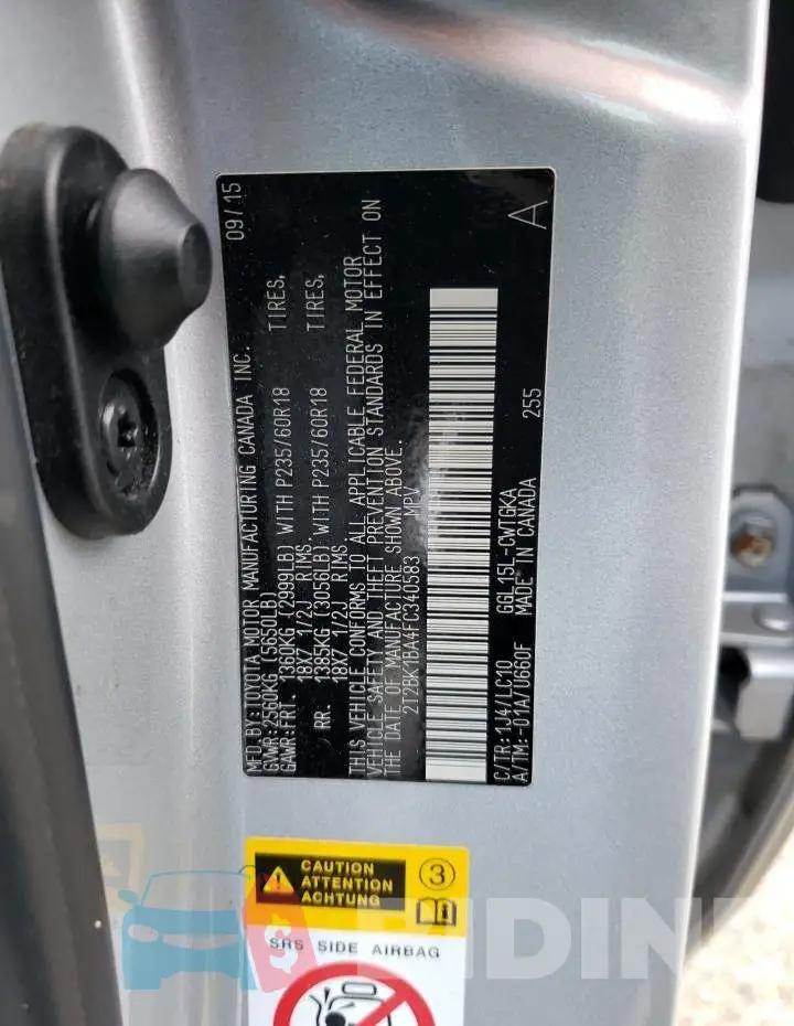 2T2BK1BA4FC340583 Photo# 12