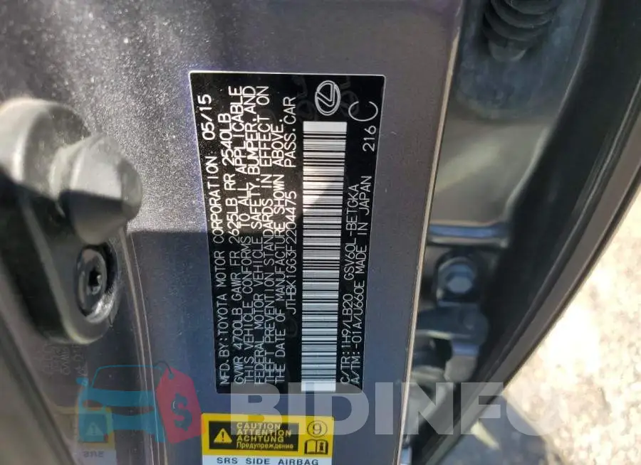 JTHBK1GG3F2204475 Photo# 13