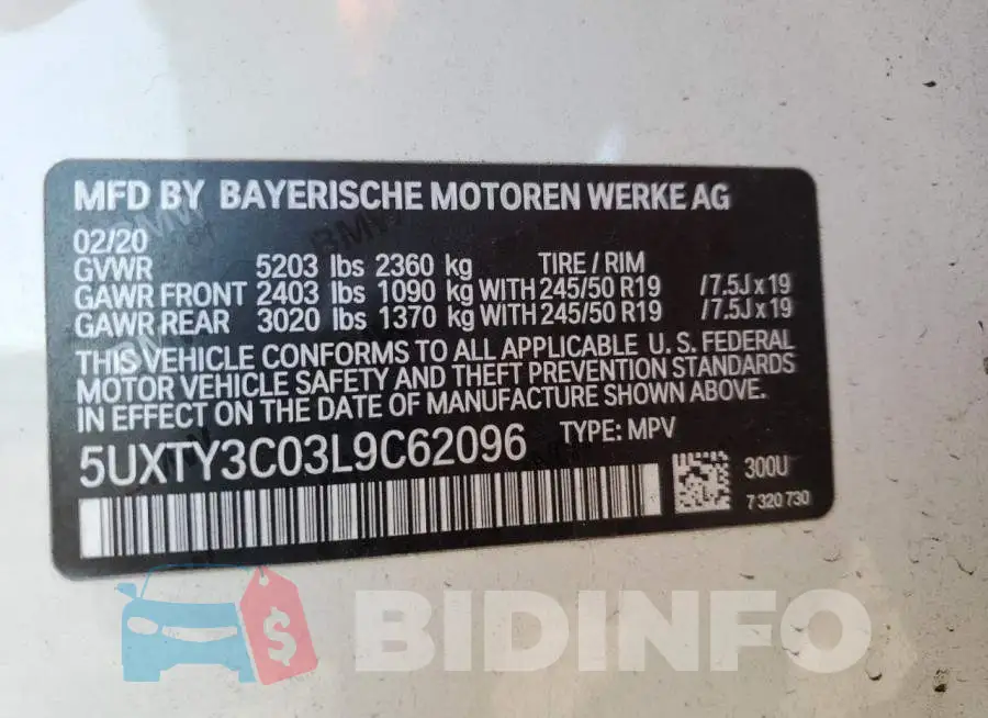 5UXTY3C03L9C62096 Photo# 13