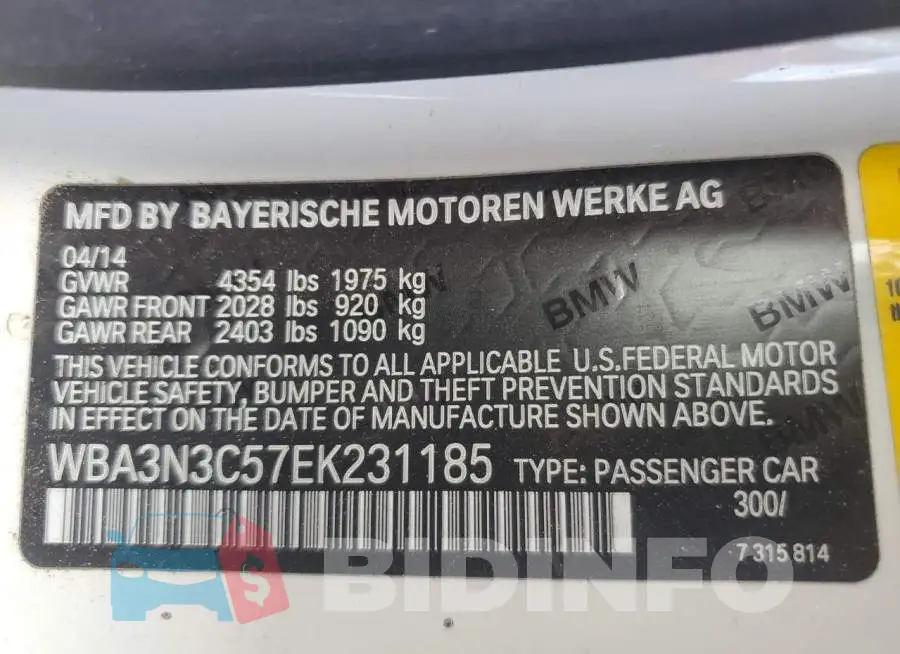 WBA3N3C57EK231185 Photo# 12