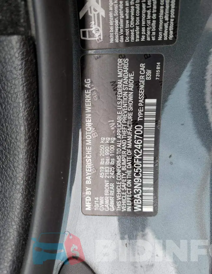 WBA3N9C50FK246700 Photo# 12