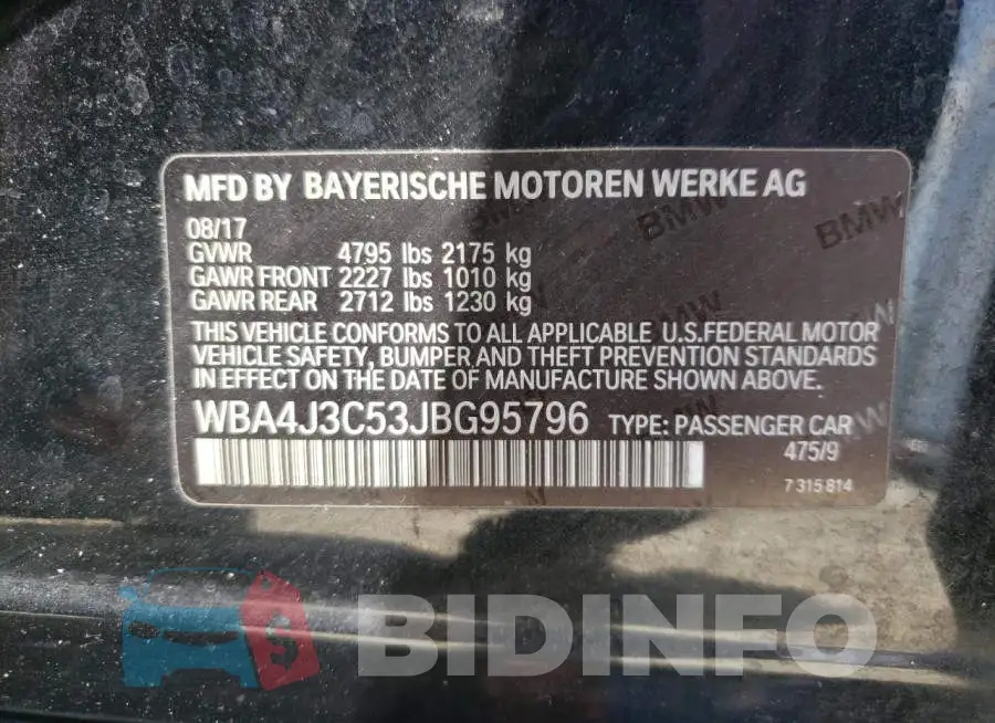 WBA4J3C53JBG95796 Photo# 12