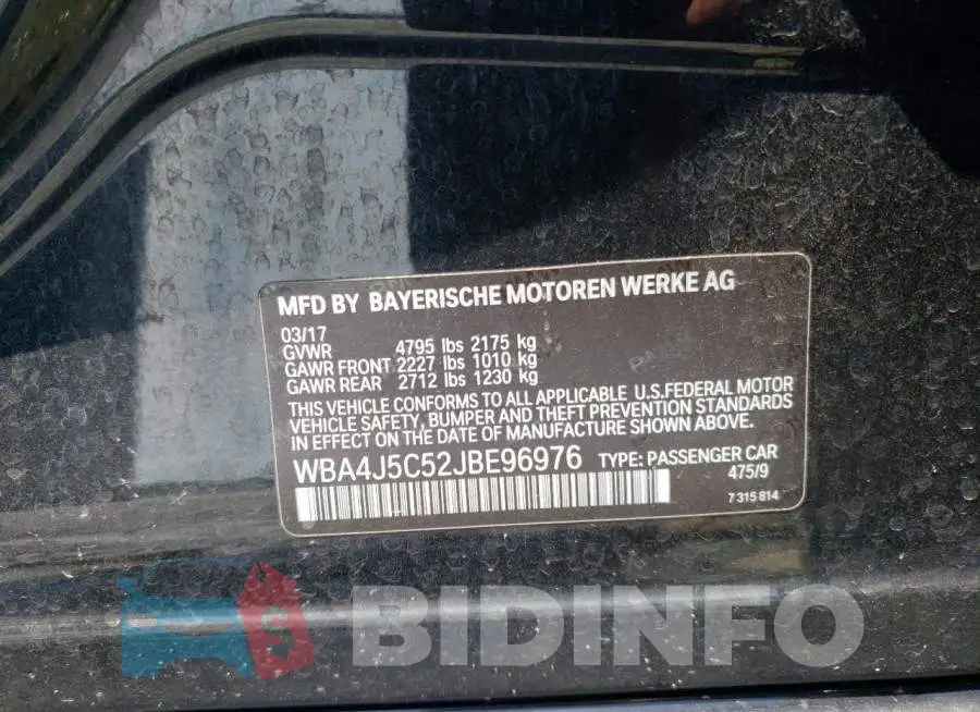 WBA4J5C52JBE96976 Photo# 12