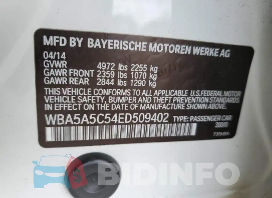 WBA5A5C54ED509402 Photo# 12