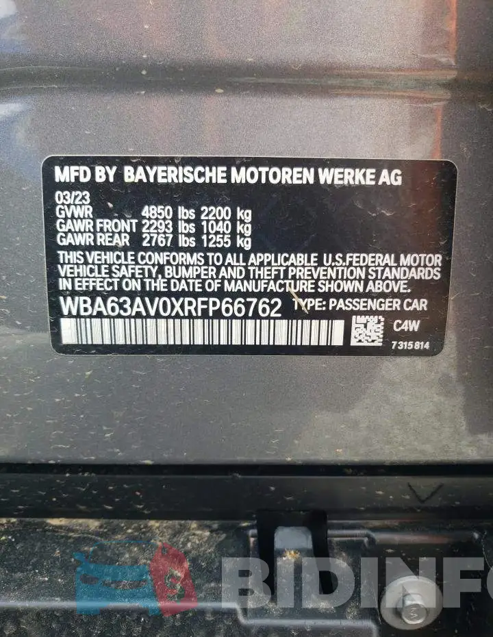 WBA63AV0XRFP66762 Photo# 12