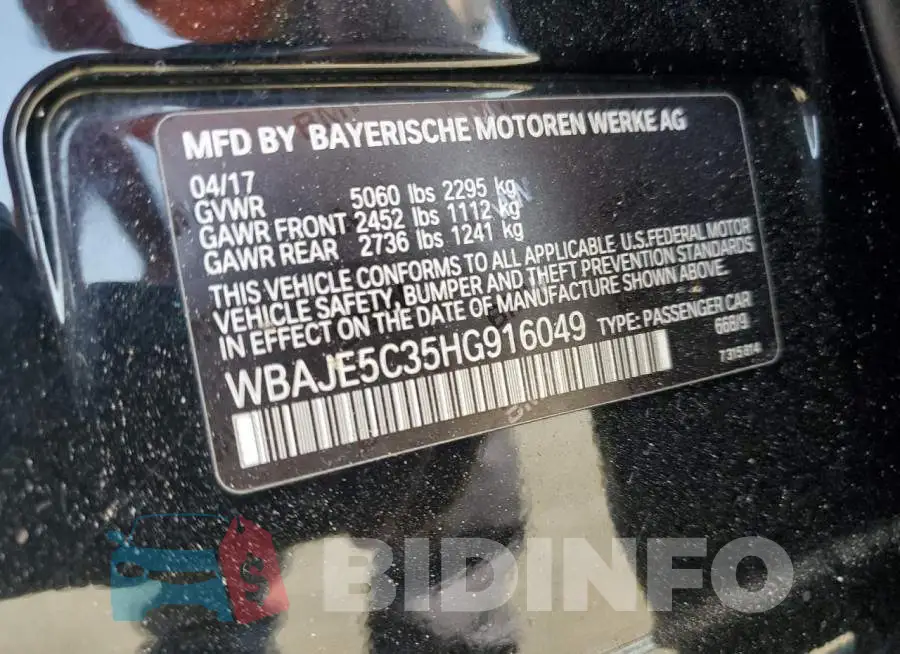 WBAJE5C35HG916049 Photo# 12