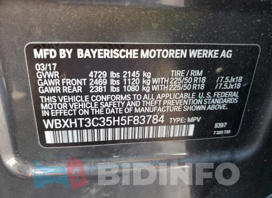 WBXHT3C35H5F83784 Photo# 14
