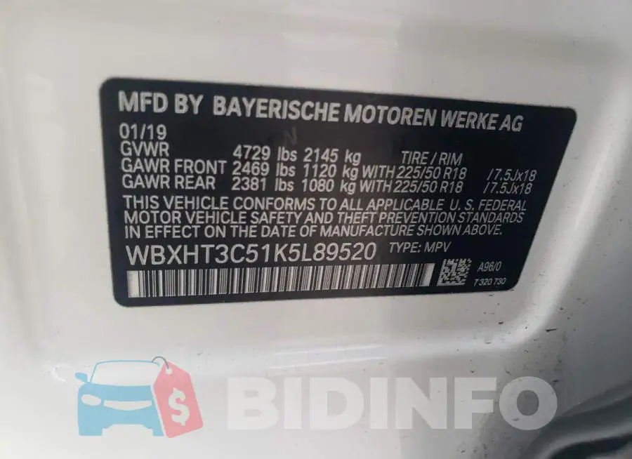 WBXHT3C51K5L89520 Photo# 12