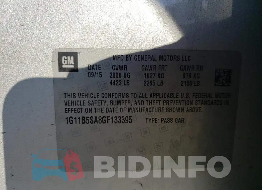 1G11B5SA8GF133395 Photo# 12