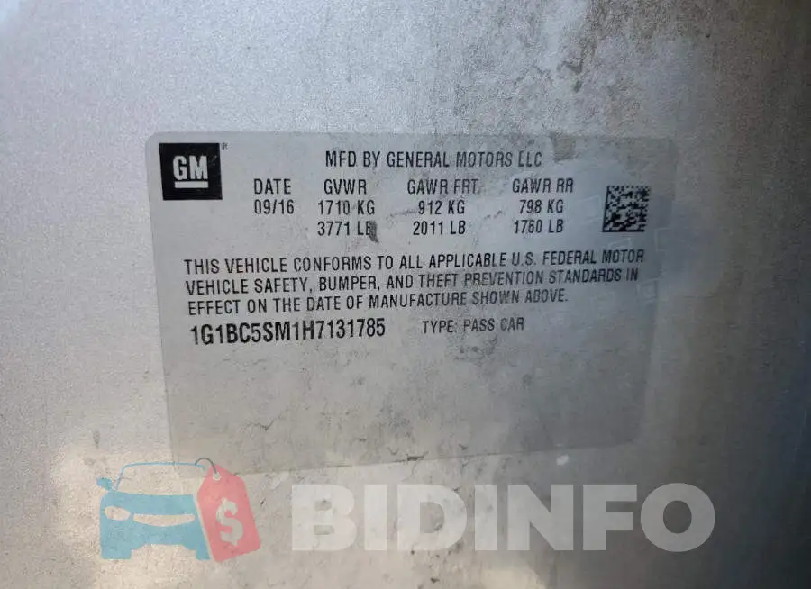 1G1BC5SM1H7131785 Photo# 12