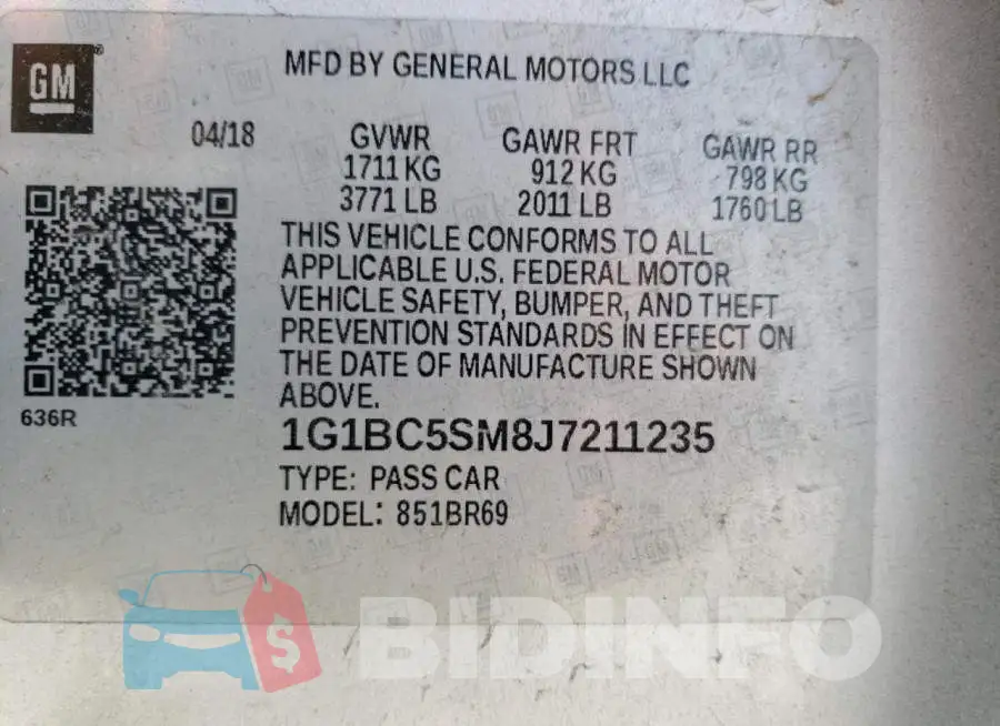 1G1BC5SM8J7211235 Photo# 13