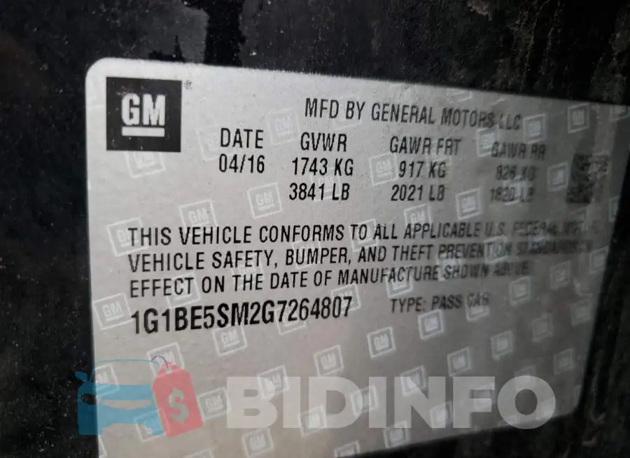 1G1BE5SM2G7264807 Photo# 13