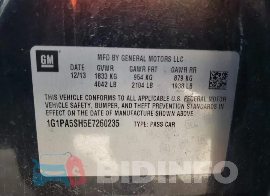 1G1PA5SH5E7260235 Photo# 12