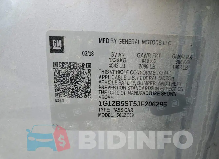1G1ZB5ST5JF206296 Photo# 12