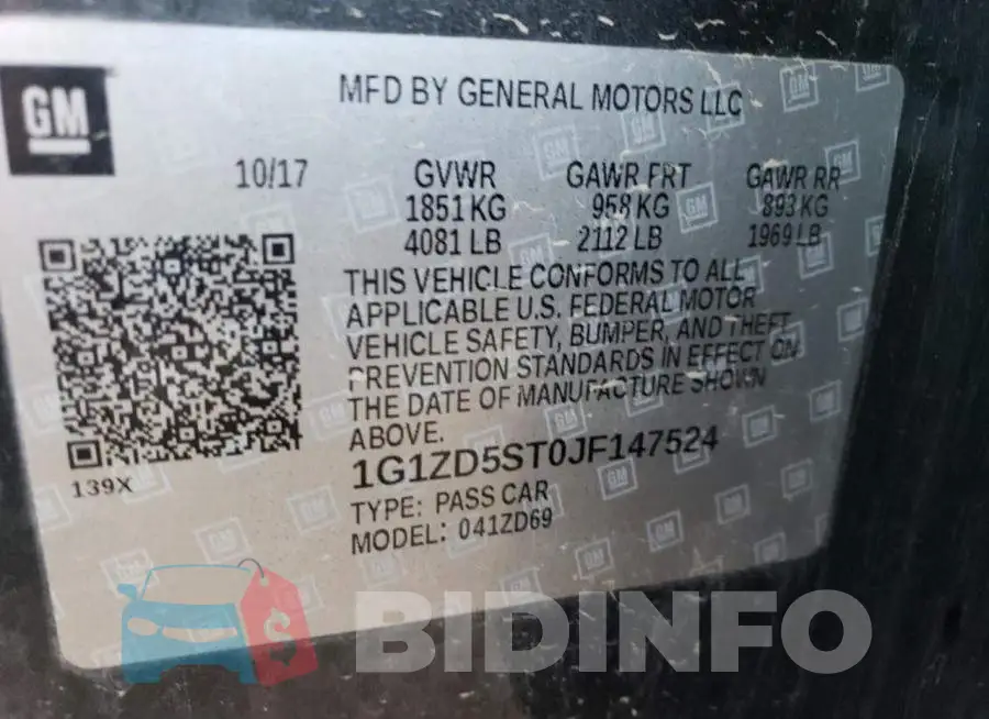 1G1ZD5ST0JF147524 Photo# 12