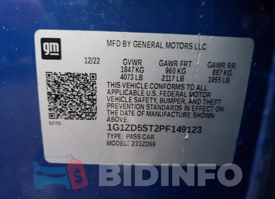1G1ZD5ST2PF149123 Photo# 12