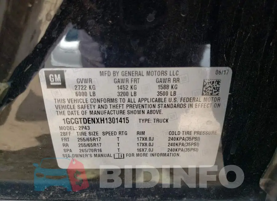 1GCGTDENXH1301415 Photo# 12