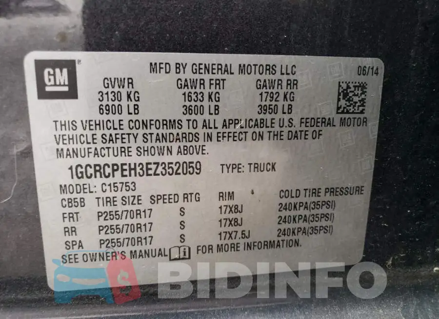 1GCRCPEH3EZ352059 Photo# 12