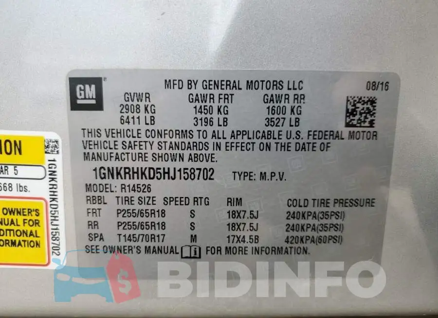 1GNKRHKD5HJ158702 Photo# 13