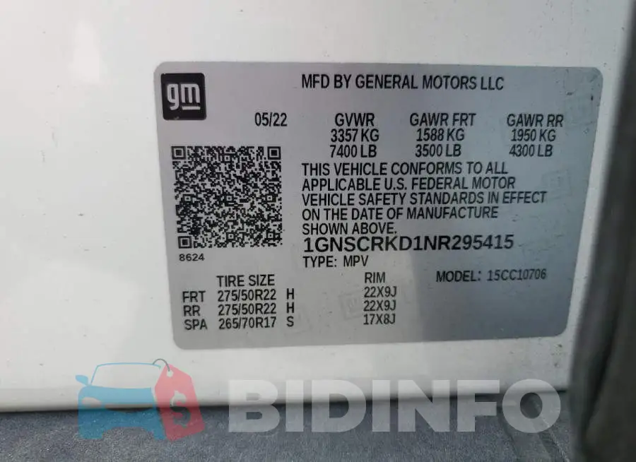 1GNSCRKD1NR295415 Photo# 14