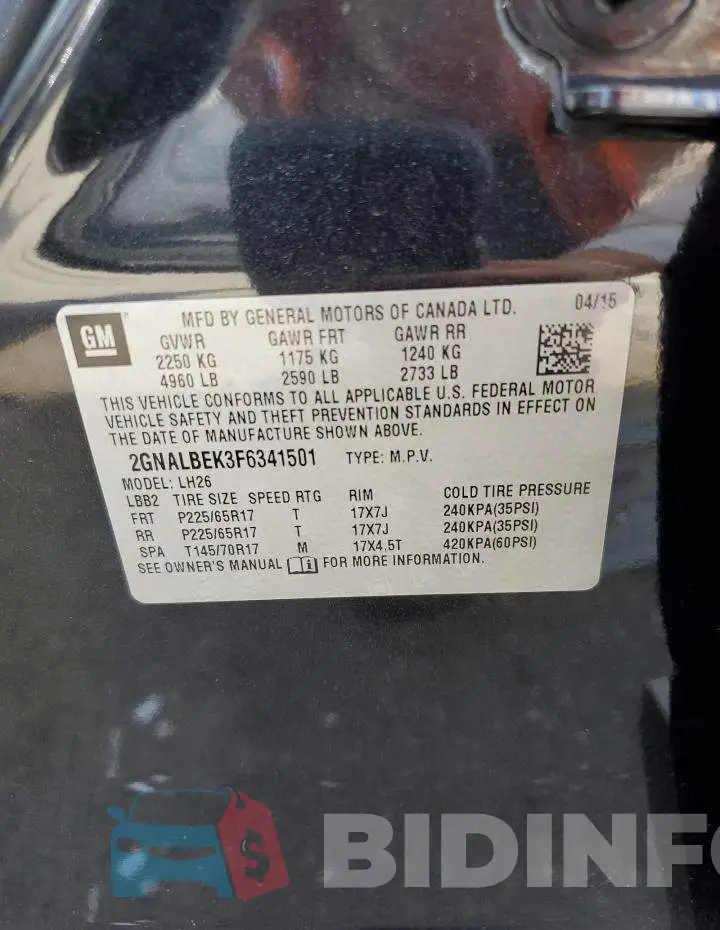 2GNALBEK3F6341501 Photo# 13