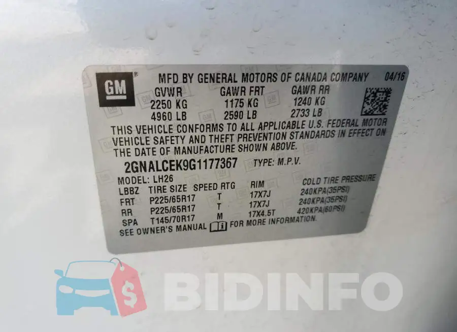 2GNALCEK9G1177367 Photo# 13