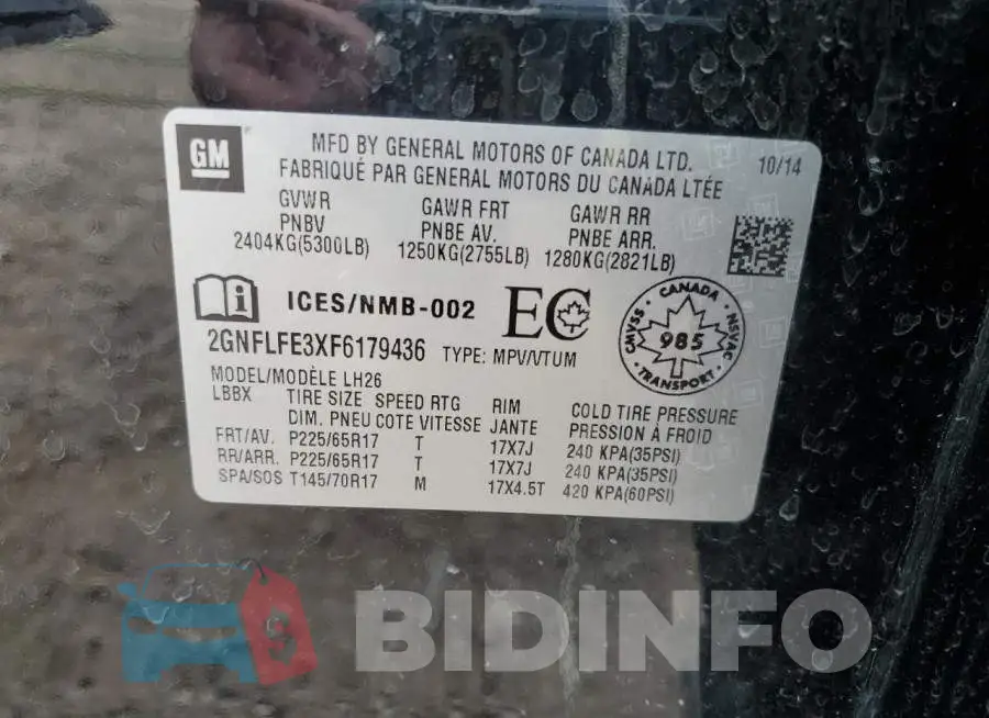 2GNFLFE3XF6179436 Photo# 13