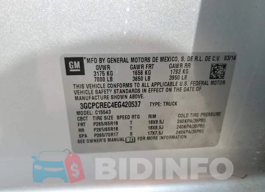 3GCPCREC4EG420537 Photo# 13