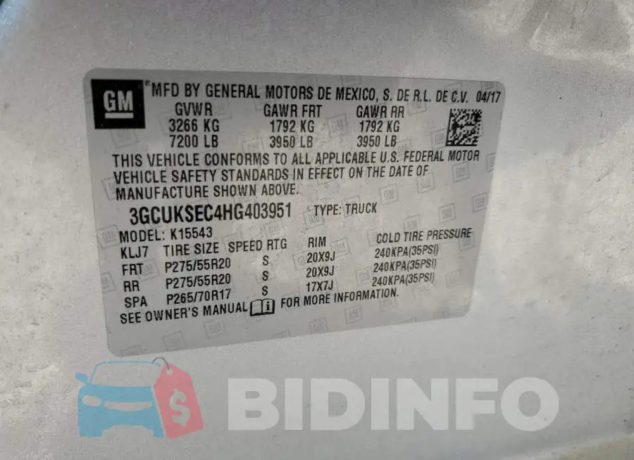 3GCUKSEC4HG403951 Photo# 12