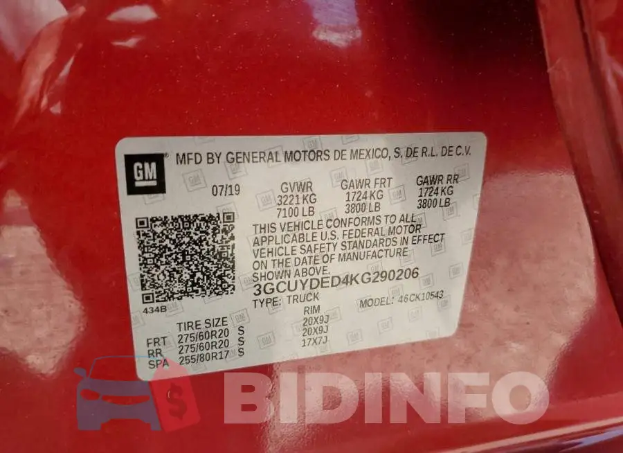 3GCUYDED4KG290206 Photo# 12