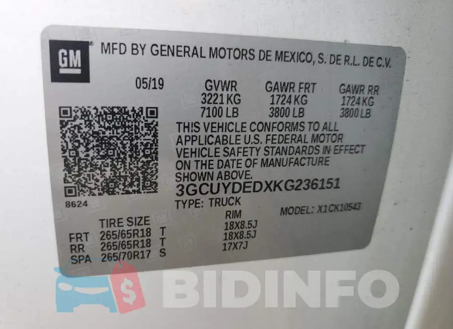3GCUYDEDXKG236151 Photo# 12