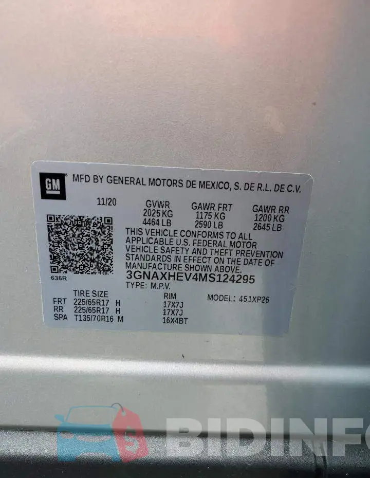3GNAXHEV4MS124295 Photo# 14