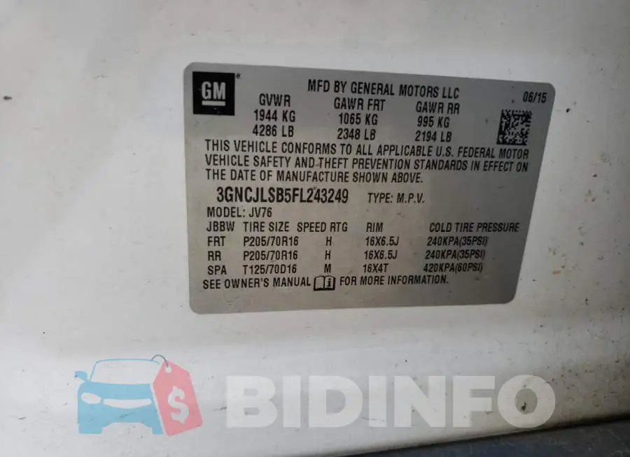 3GNCJLSB5FL243249 Photo# 13