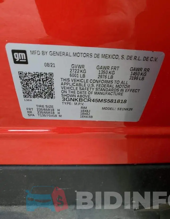 3GNKBCR45MS581818 Photo# 13