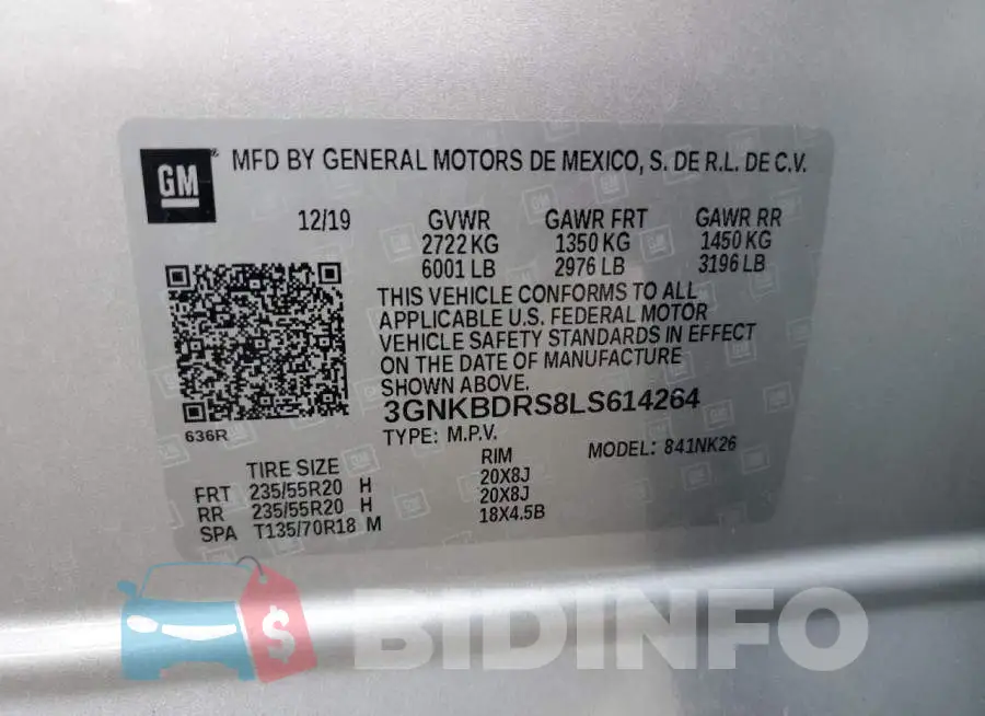 3GNKBDRS8LS614264 Photo# 13